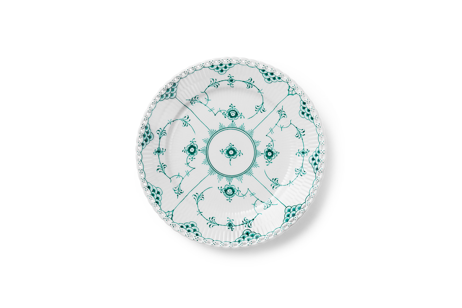 Emerald green Fluted Full Lace dessert plate 19 cm